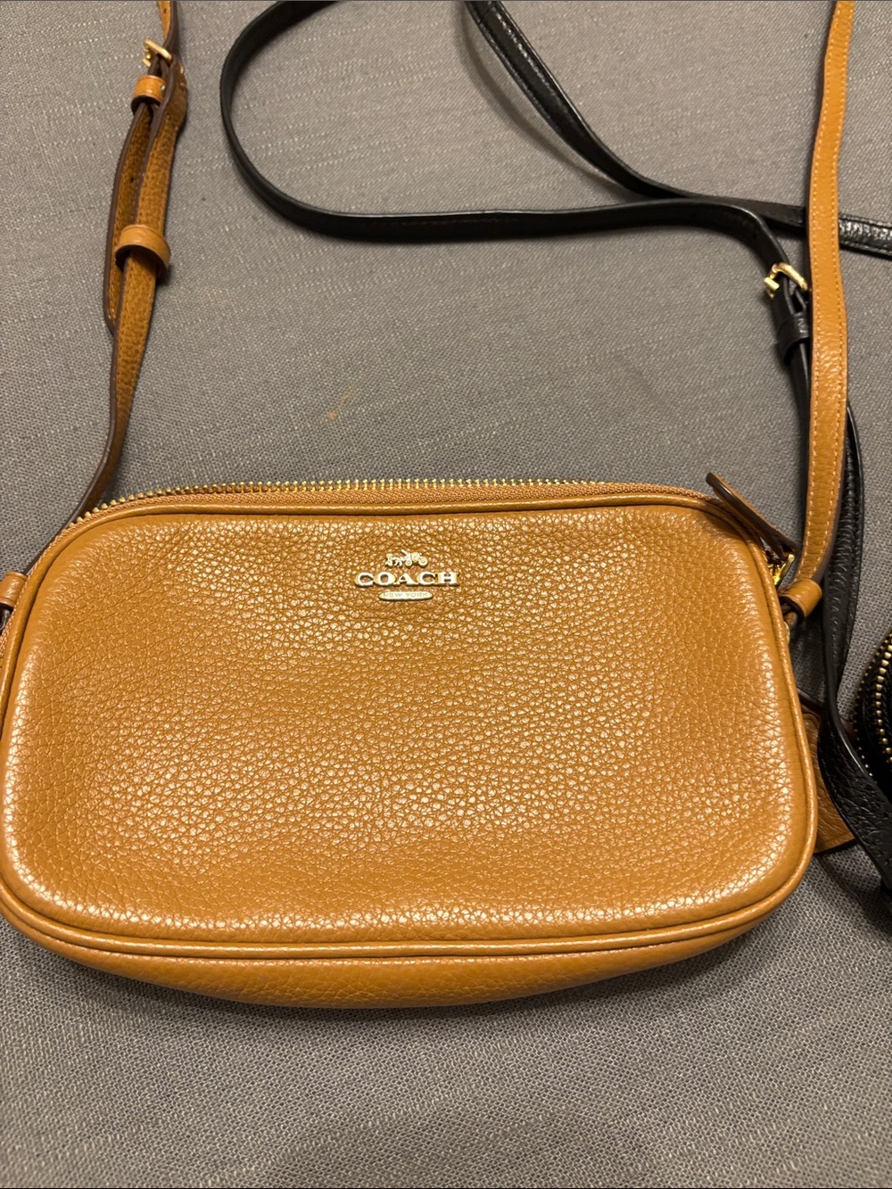 Coach Pebbled Leather Crossbody Bags in Black and Tan - Picture 3 of 8